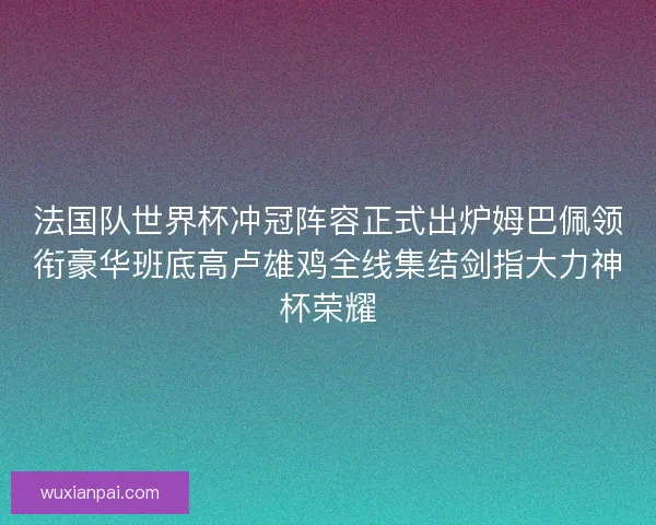 法国队世界杯冲冠阵容正式出炉姆巴佩领衔豪华班底高卢雄鸡全线集结剑指大力神杯荣耀